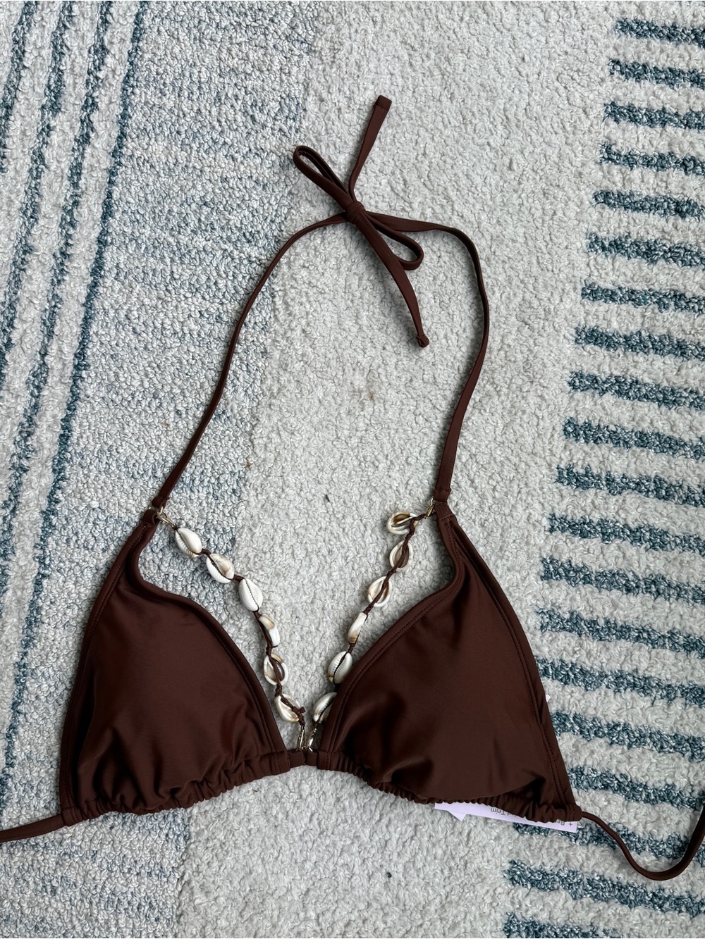 NWT - Women’s Brown Shell-Accent Triangle Swim Top